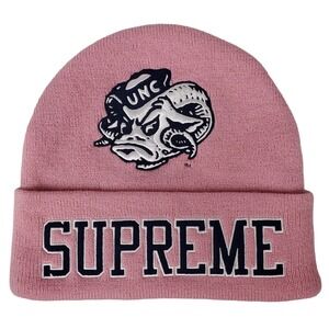 Supreme UNC Tar Heels Mitchell & Ness NCAA Cuff Knit Hat Beanie Cap Pink New
